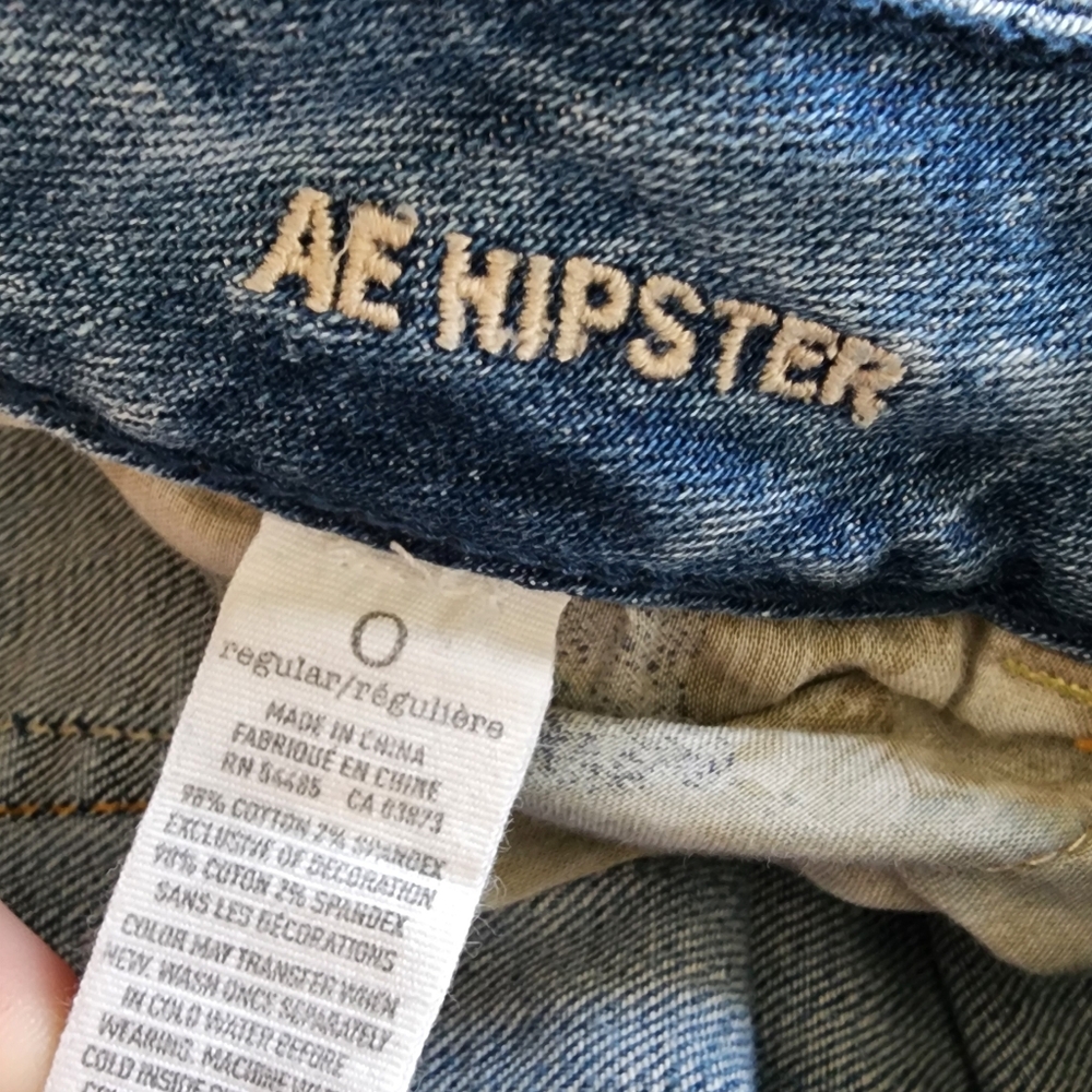 Y2K AE Hipster Distressed Jeans, Women's 0 - Picture 6 of 10